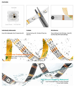 W2812b นำแถบ Rgb Ic Sk6812 Smd 5050 Ip20 144นำโปรแกรม2811แอดเดรส Rgb นำแถบไฟ - Product Image 5