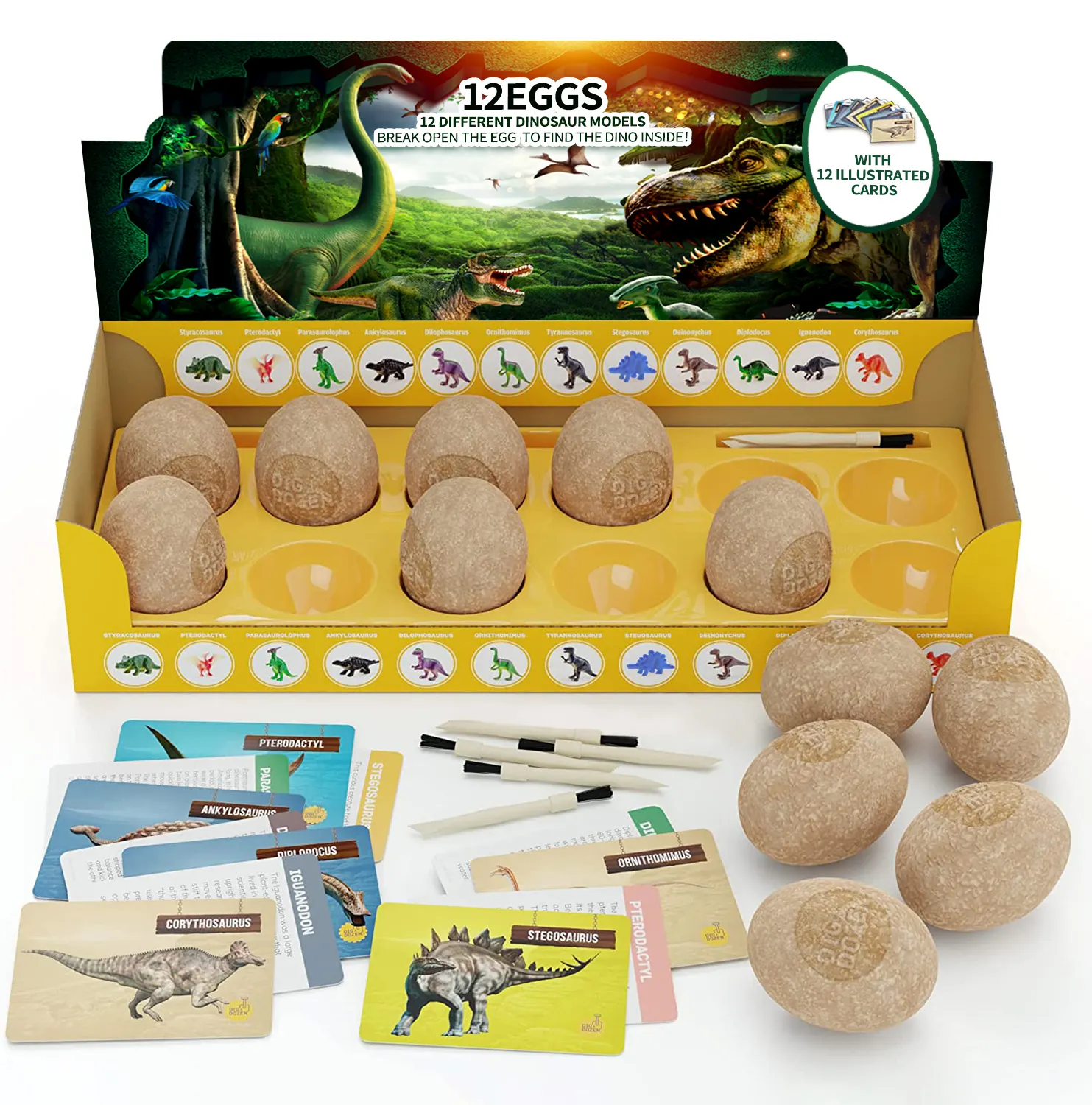 Kegiatan STEM Sains-Mainan Edukasi Anak Laki-laki Hadiah Pesta Mainan Penggalian Dinosaurus Kit Penggali Telur Dino untuk Anak-anak