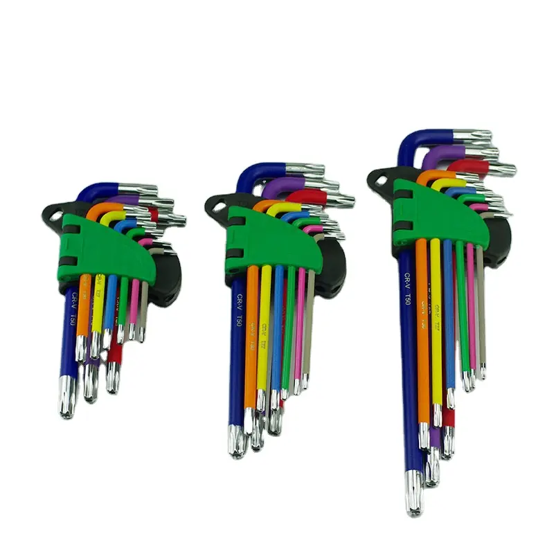 Clés allen longues de couleur clé hexagonale outils de réparation de voiture clé allen extrémité torx clé hexagonale