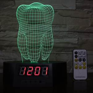 Настроенный рисунок, 3D иллюзия, светодиодная лампа с сенсорным управлением, ночник с часами для гостиной или склада - Product Image 3