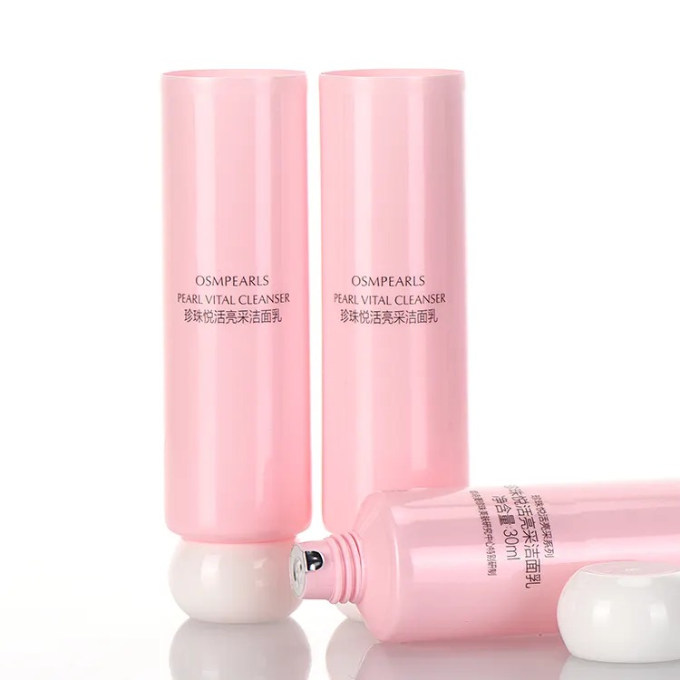 China Factory 30ml 50ml 60ml crema per le mani in plastica Pet Face Wash Tube tubo di compressione rosa per contenitore morbido cosmetico