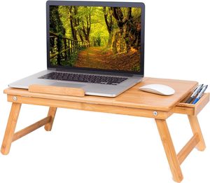 Combohome Bed Serving Tray Height Adjustable Foldable <strong>Notebook</strong> <strong>Computer</strong> Desk Breakfast <strong>Table</strong> Bamboo Laptop Desk for Bed - Product Image 1