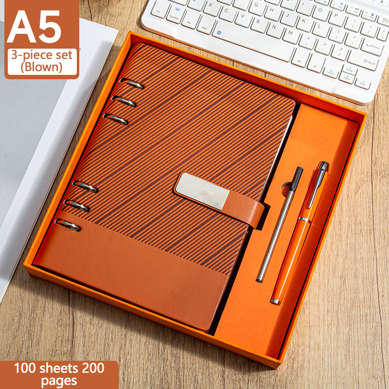 SET-10--Orange notebook + signature pen + pen refill