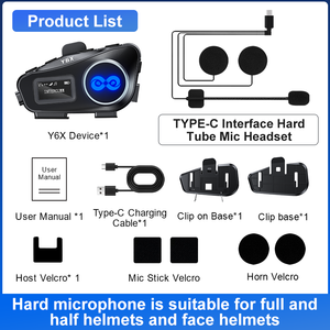 Y6x Nhà Máy Giá 4 cách 1000 mét xe máy intercommunicator full duplex Mũ bảo hiểm intercom tai nghe với Màn hình OLED FM Đài phát thanh - Product Image 4