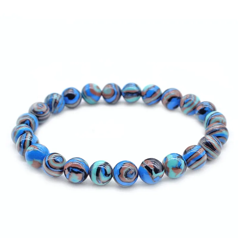 Braccialetto di perline turchesi calcedonio Sea Blue Gem braccialetti di pietra di malachite braccialetto sportivo di Yoga
