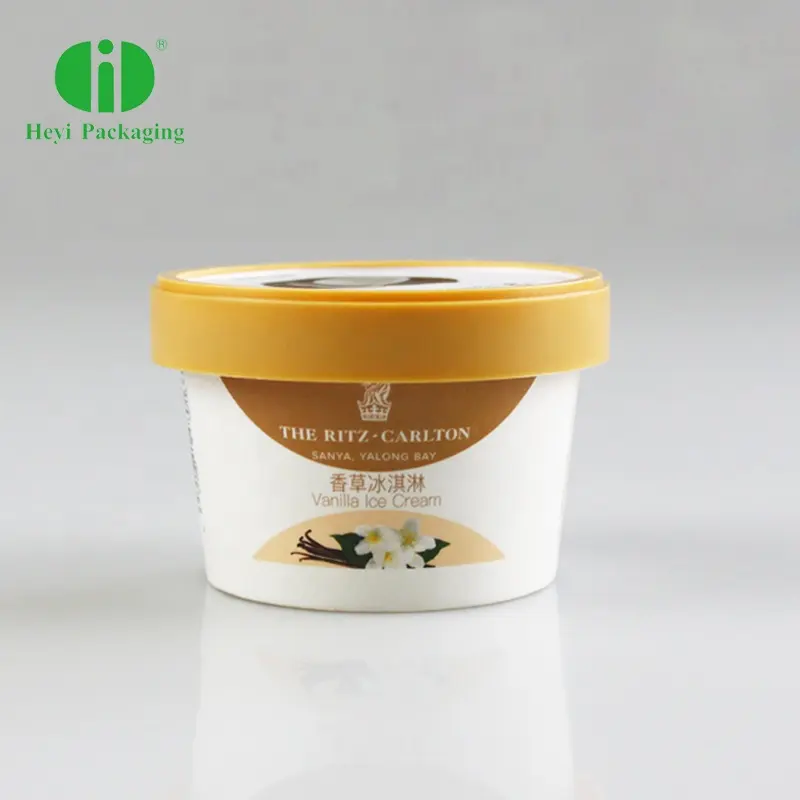 3oz eco friendly custom paper cup ice cream with lid and spoon
