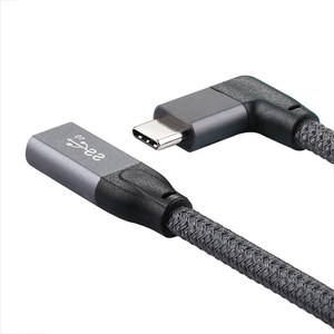 90 องศา USB C ชาย USB C หญิงไนลอนถัก Thunderbolt 4 ขั้วต่อข้อมูลสายชาร์จสนับสนุน 20Gbps ความเร็วในการถ่ายโอน - Product Image 2