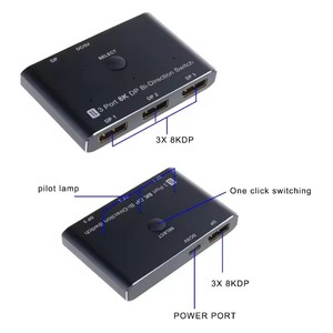 DisplayPort <strong>Splitter</strong> Adapter <strong>3</strong> In <strong>1</strong> Out 8K30hz Video Quality with <strong>3</strong> <strong>Input</strong> <strong>1</strong> <strong>Output</strong> Configuration for Multiple Screens - Product Image 3