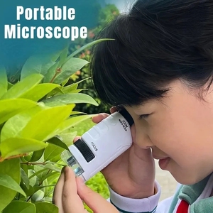 儿童科学显微镜玩具套件60-120倍教育迷你袖珍手持显微镜带发光二极管灯户外儿童杆玩具 - Product Image 2