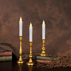 CVHOMEDECO. Flickering Taper Candles <strong>LED</strong> Drip Flameless Candles, Battery Operated with <strong>Timer</strong>, White, 6-3/<strong>4</strong> Inch, Set of 6 - Product Image 4