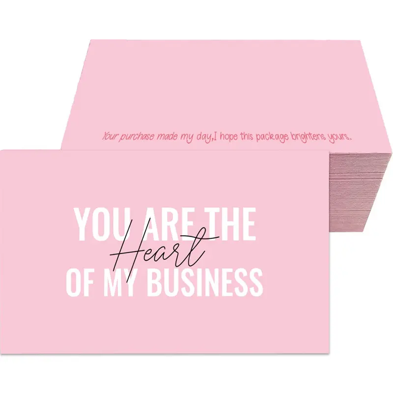 Tarjeta de agradecimiento de boda de 300gsm personalizada, regalo rosa, tarjeta de agradecimiento por compra