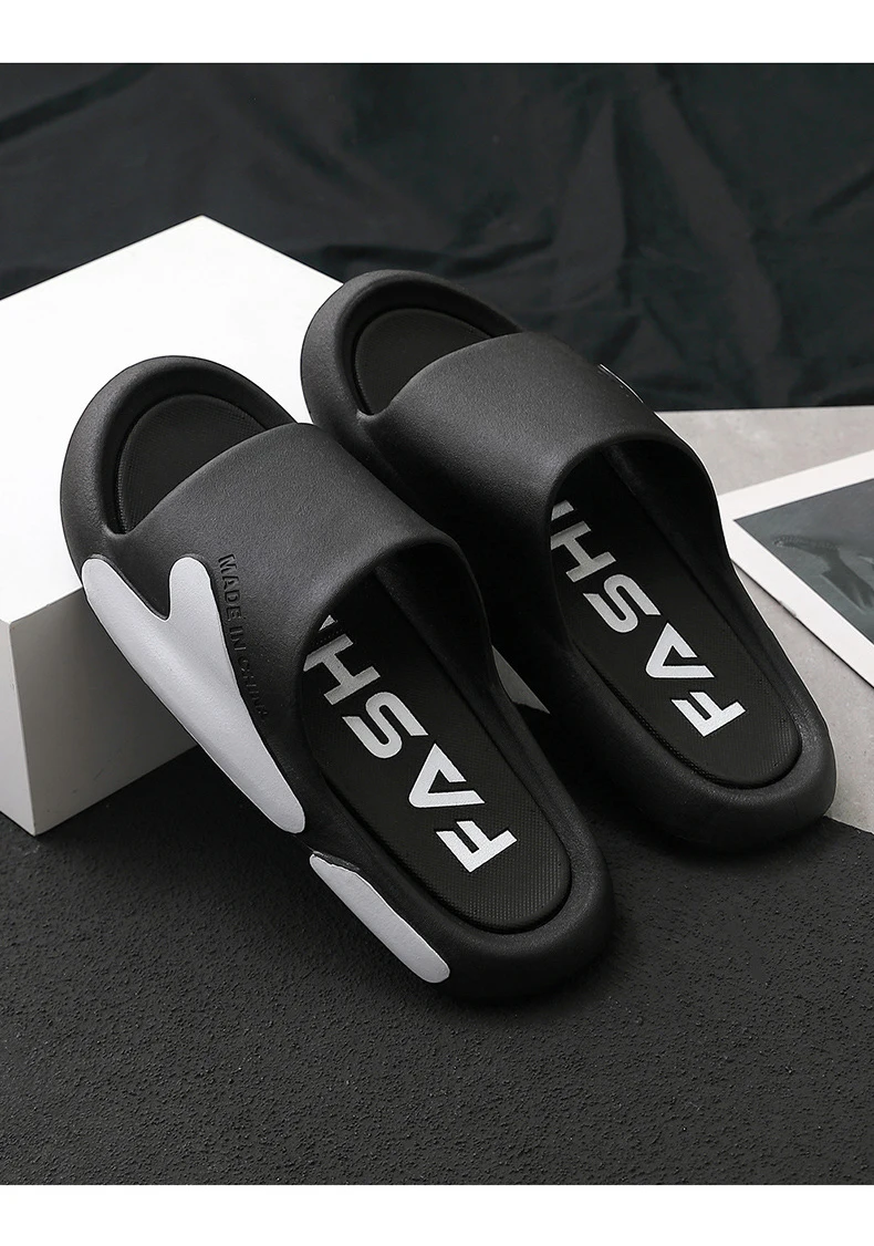 Men's Thick Sole Bathroom Slippers Non-slip Home Shoes Large Size Slides Slippers