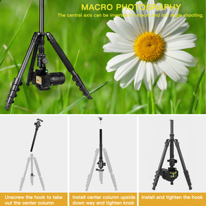 Đa chức năng nhiệm vụ nặng nề nhôm DSLR máy ảnh <span class=keywords><strong>Tripod</strong></span> đứng có thể điều chỉnh chiều cao có thể thu vào Monopod - Product Image 5