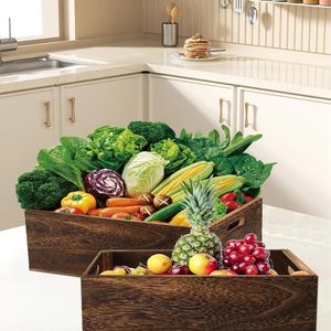 Juego al por mayor de 3 cajas de madera, cajas de almacenamiento anidadas de madera rústica con asa para envasar frutas - Product Image 4