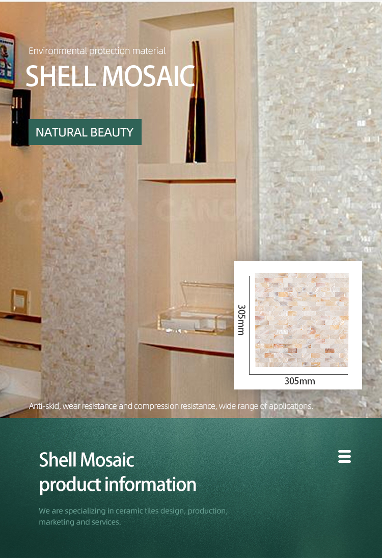 living room natural mother of pearl shell mosaic decorative tiles sheet size 305*305mm shell mosaic