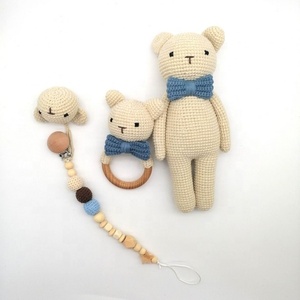 แฟชั่นผ้าฝ้ายเส้นด้ายโครเชต์ OEM ใหม่เด็กโครเชต์ Amigurumi Teether ของเล่น100% Handmade ถักกระต่ายกระต่ายของเล่น - Product Image 1