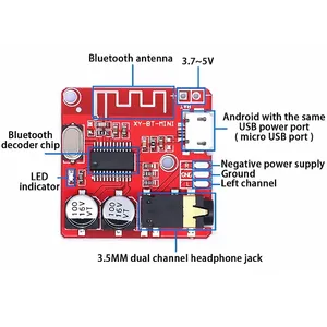 <strong>Bluetooth</strong> Audio Receiver Board <strong>Bluetooth</strong> 5.0 Mp3 Lossless Decoder Board Wireless Stereo Music Module 3.7-5v Xy-bt-mini