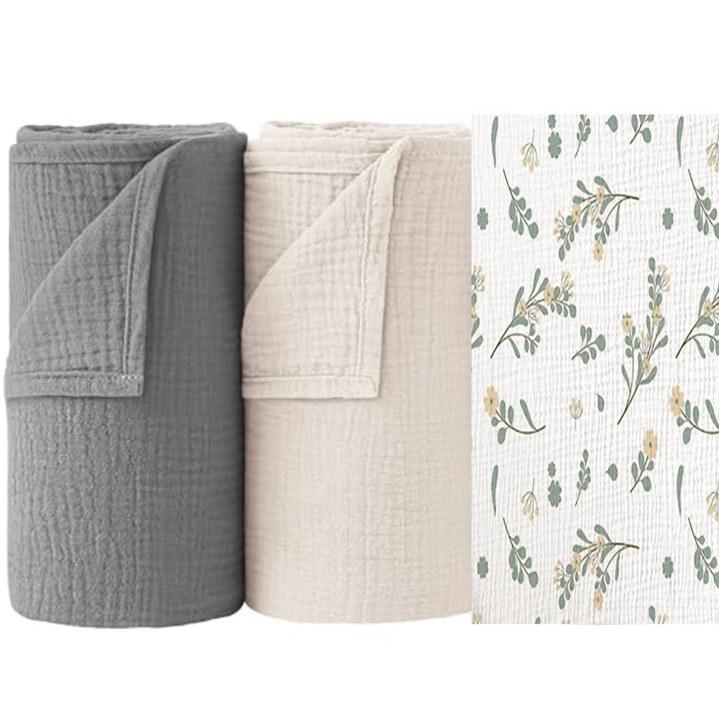5 blanc crème et vert petit floral gris