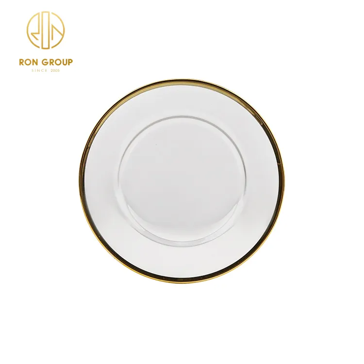 Classic Clear Black Gold and Silver Edge Glass Transparent Plate for Wedding Party Hotel Dinner Plates Tableware