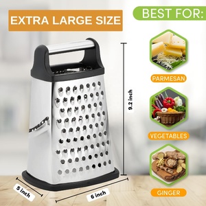 Hot Selling <strong>4</strong>-Sided Stainless Steel Grater with Handle Eco-Friendly <strong>Multi</strong>-Purpose Vegetable <strong>Cutter</strong> and Cheese Grater