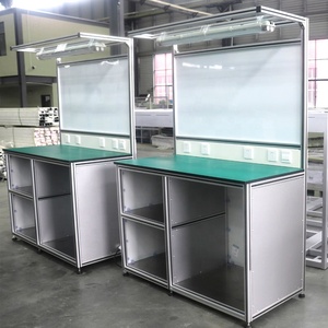 Endüstriyel alüminyum profil tezgah mekaniği çalışma masası raf ağır tezgah tablosu ile elektronik çalışma masası - Product Image 5
