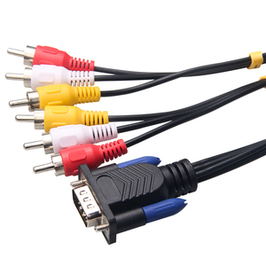 Hd15 enchufe macho VGA RCA Av convertidor Cable estéreo, VAG y 6 Rca adaptador de S-AV Cable de salida, s-video Cabo línea 6RCA VGA