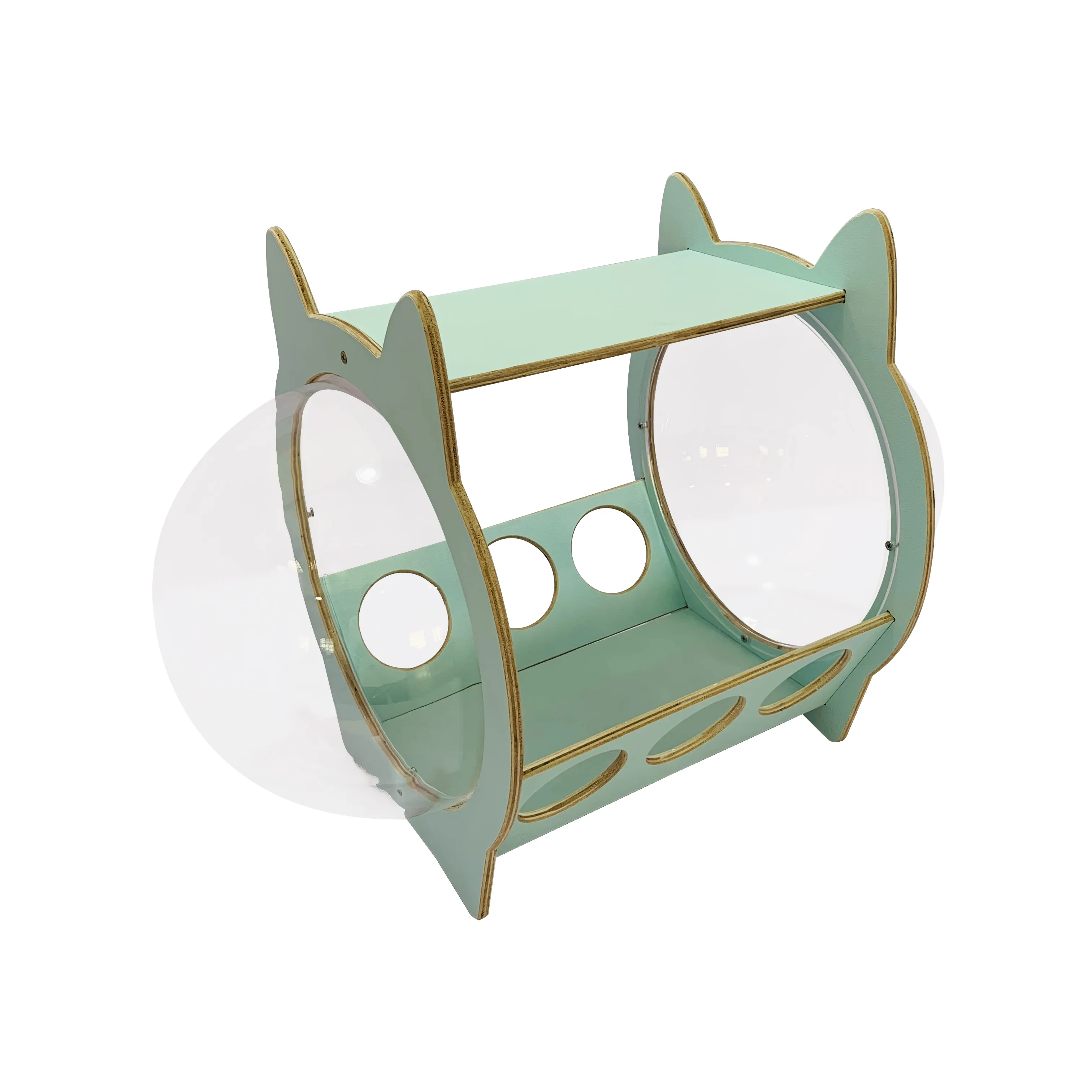Offres Spéciales moderne acrylique espace Capsule chat litière chiot maison créative mignon forme chat en bois lit pour animaux de compagnie chiens