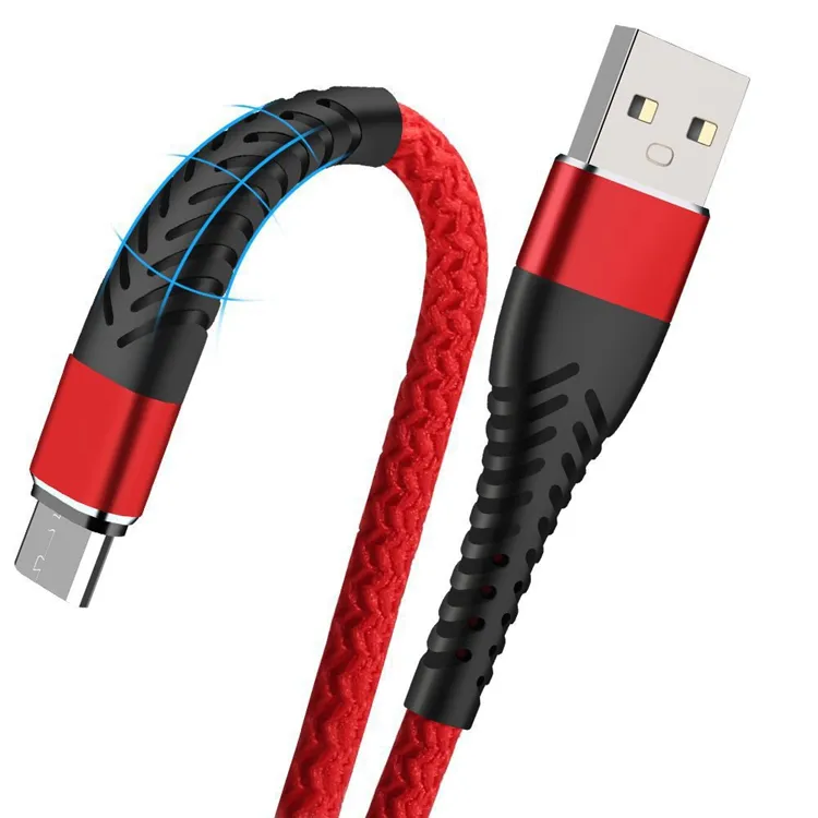 Cable USB de carga rápida 2.4A para iPhone, Cable de carga de datos trenzado duradero para Teléfono Móvil, 1m, 2m, 3m