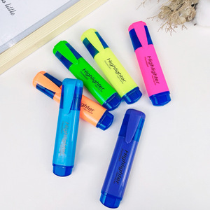 Personalizzabile 6 colori fluorescente scalpello punta pennarello obliquo pennello Clip Cap uso scuola Set di penne evidenziatore per materiale cartaceo - Product Image 1