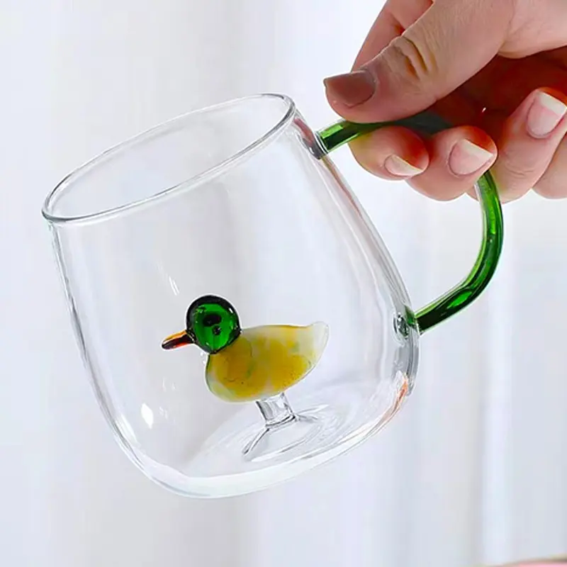 أكواب زجاجية من الشركة المصنعة شفافة شفافة ثلاثية الأبعاد على شكل حيوان أكواب