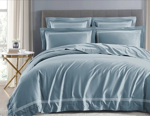 Khách sạn Khăn trải giường thêu 3 dòng trên Duvet bao gồm và gối trường hợp tấm phẳng Bộ đồ Giường Màu Trắng đặt - Product Image 6