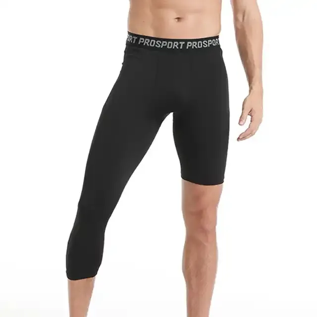 Personalizar tamaño americano 3/4 una pierna compresión Capri medias atléticas capa Cool Dry fitSports medias Leggings Yoga pantalones hombres