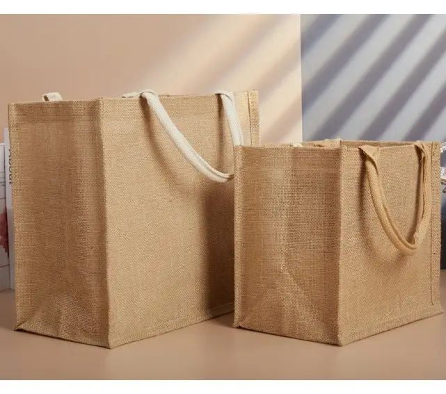 customized printing logo reusability high load capacity women small shoulder shopping jute tote bag