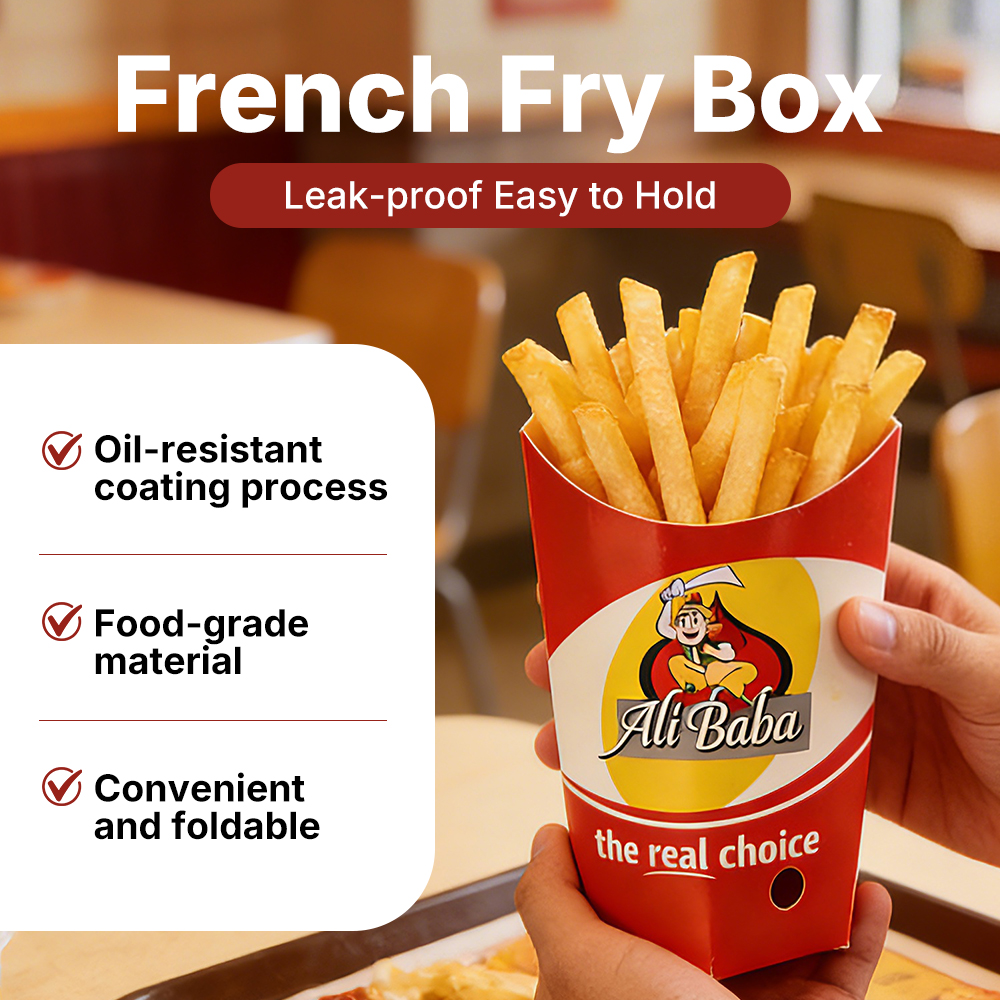 Boîte à frites jetable rouge