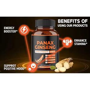 OEM <strong>Panax</strong> Ginseng Extract <strong>Capsules</strong> with Ashwagandha Beet Root Ginkgo Biloba Extract Green Tea Extract for Energy - Product Image 2