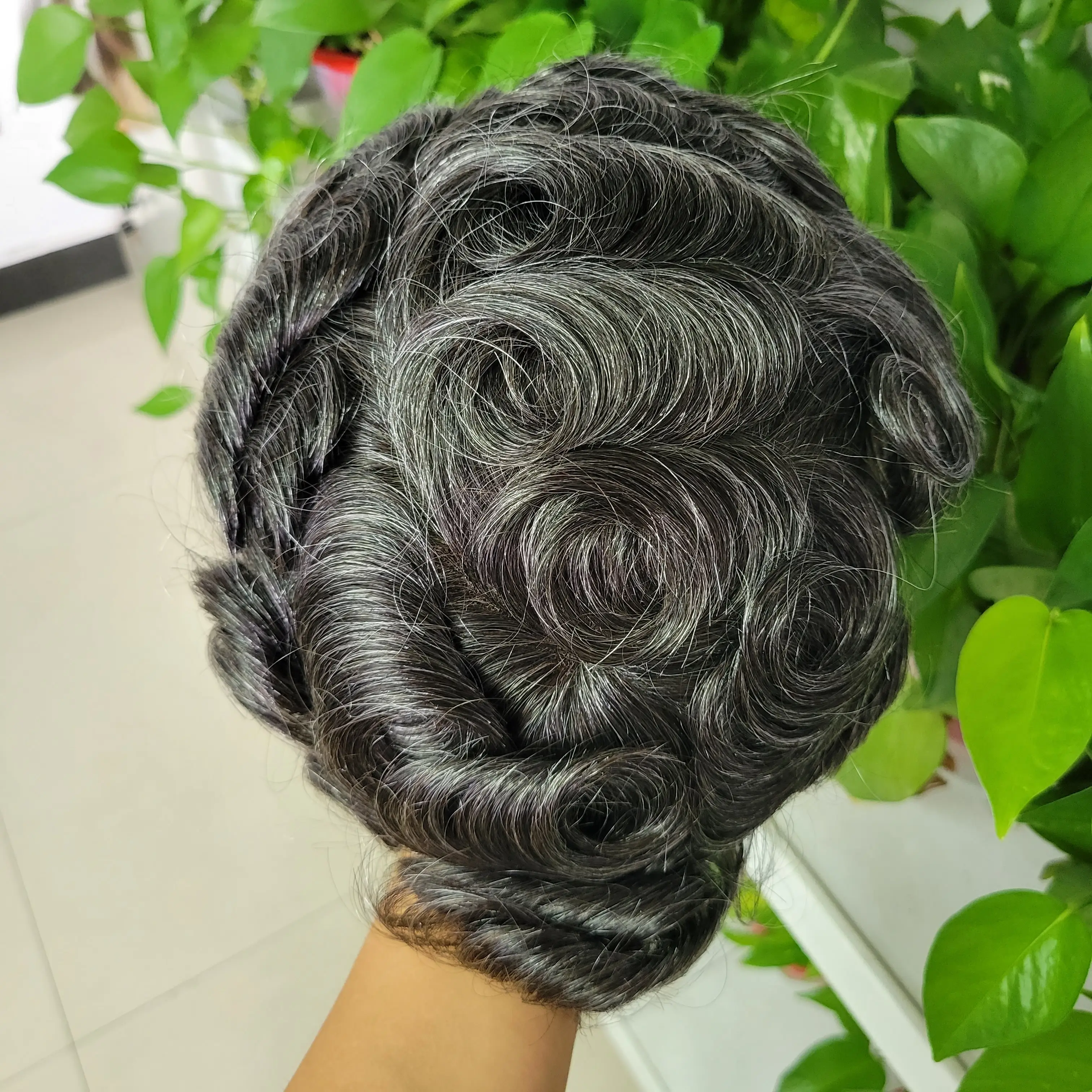 Wig Hollywood pria, Wig renda Swiss untuk pria, Wig 100% rambut manusia alami, Sistem prostesis rambut pria