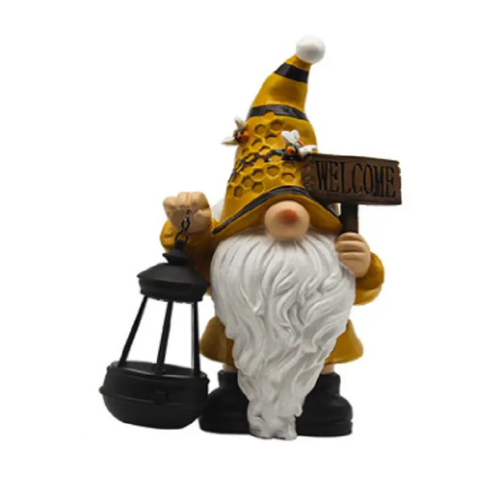 2021 nuovo DESIGN vendita calda resina ape GNOME statue solare LED luce nano regalo di natale SOUVENIR casa giardino decorazione giocattolo per bambini