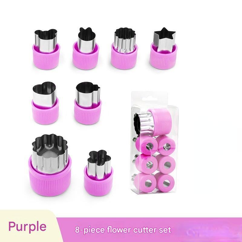 Conjunto morado de 8 piezas.