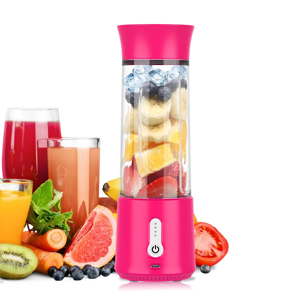New Smoothie Portable Blender Juicer USB Rechargeable with 6 Blade 304 Stainless Steel Juice 500 Ml 8*26.5*8 Battery Plastic 150