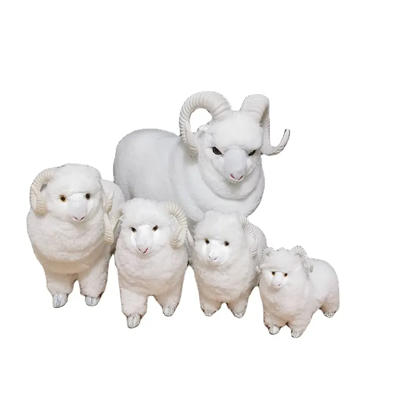 Molde de ovelha realista, macio de pelúcia, brinquedos com animais de pelúcia, para decoração de jardim doméstico