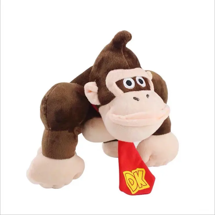 LEMON Venta caliente Bros cosas de peluche Mario Bros burro rey anime muñeco de peluche orangután corbata roja DK mono de peluche de juguete