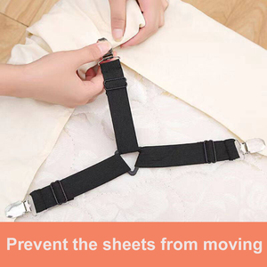 4 Pcs Triangle Sheet Fasteners Fitted Sheet Corner Holder <strong>Elastic</strong> Adjustable Bed Sheet Holders Straps <strong>HOOK</strong> <strong>LOOP</strong> Band - Product Image 2