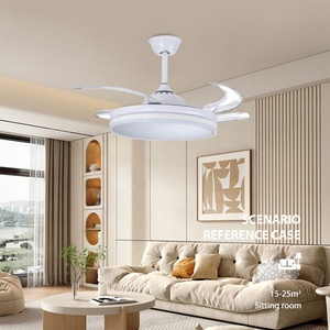 Modern tasarımcı dekoratif geri çekilebilir avize yatak odası uzaktan kumanda ile fantezi Led tavan vantilatörleri - Product Image 6