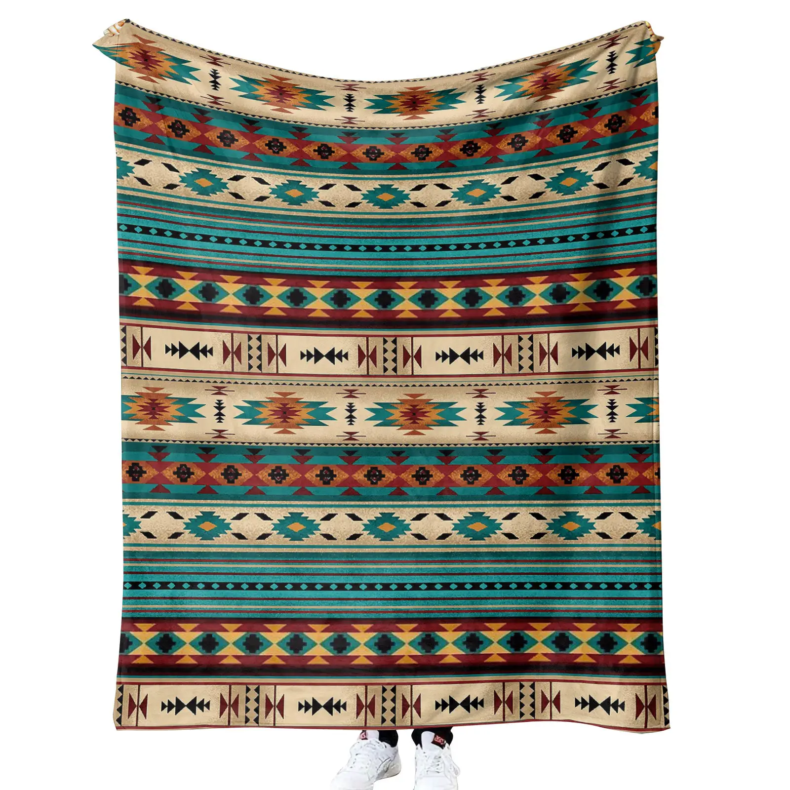 Индивидуальные индивидуальные Мягкие флисовые фланелевые одеяла с принтом Boho Azetec и меховой подкладкой