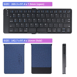 Wireless Portable Folding <strong>Bluetooth</strong> <strong>Keyboard</strong> Foldable BT 5.1 for Cellphone Tablet <strong>with</strong> Protective Leather Cover - Product Image 6
