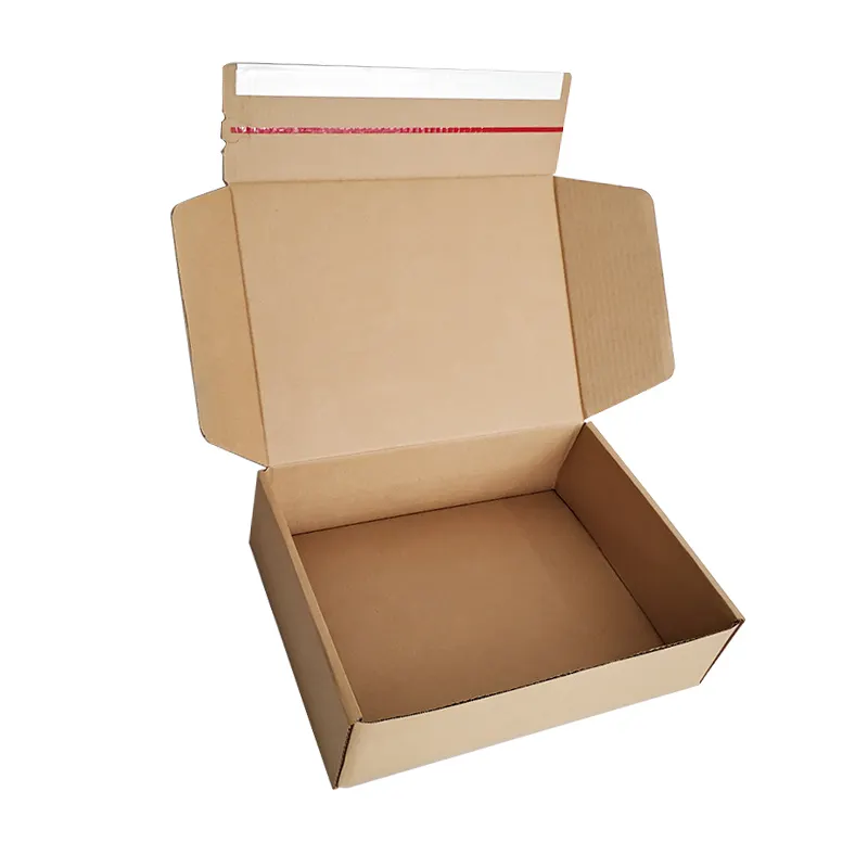 사용자 정의 로고 갈색 턱 엔드 골판지 상자 자기 인감 및 눈물 스트립 메일 링 상자