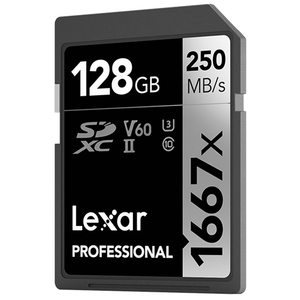 Lexar 1667 X Pro高速250 MB/s V 60存储卡256 GB UHS II sd卡4k HD存储卡视频摄像机