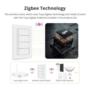Zemismart 4 Gang Zigbee无线智能场景开关远程调光一键关闭按钮开关图雅智能生活应用 - Product Image 4