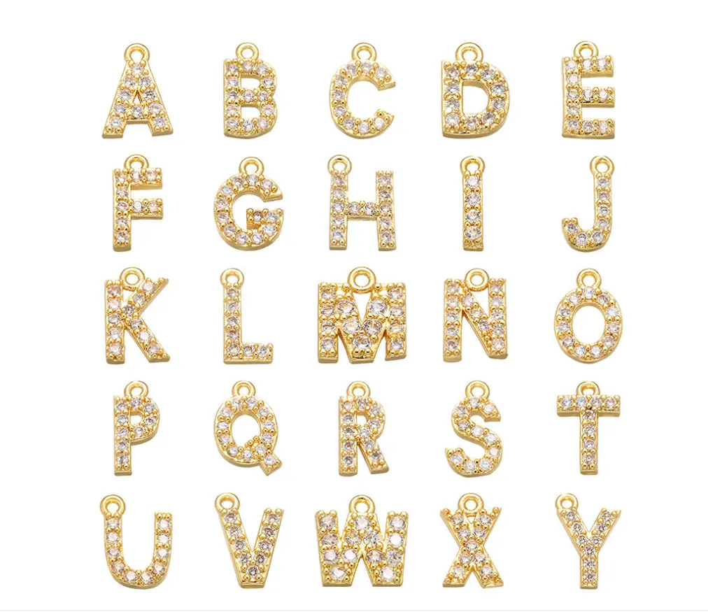La migliore vendita su Alibaba 2016 fashion A-Z 26 crystal alphabet simple gold pendant design