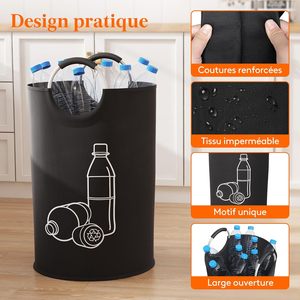 85Lボトルコレクターリサイクルビンプラスチックガラスボトル屋外リサイクルビンアルミハンドル付き - Product Image 5